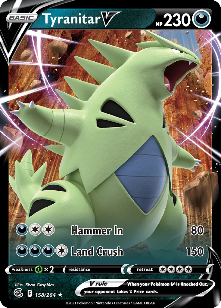 swsh8-158 Tyranitar V 158/264 Rare holo v