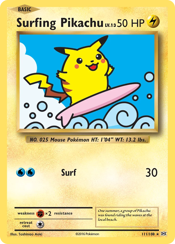 Surfing Pikachu 111/108 Rare secret
