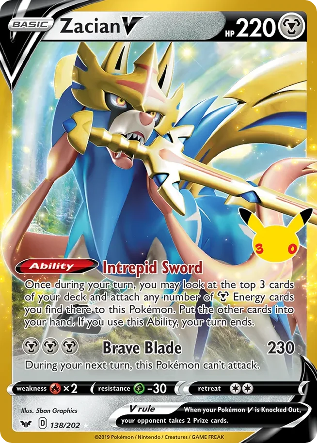me55c-138 Zacian V 138/CC Holo rare v